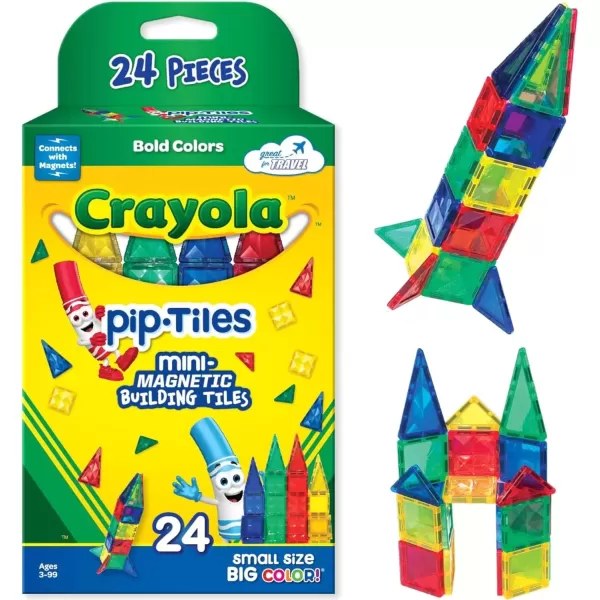 imageCreateOn Crayola Mini Magnetic PIPTiles Building Set for Kids Magnetic Building Toys for Kids STEM Travel Toys for Boys and Girls Ages 3 24Piece Set BoldBold