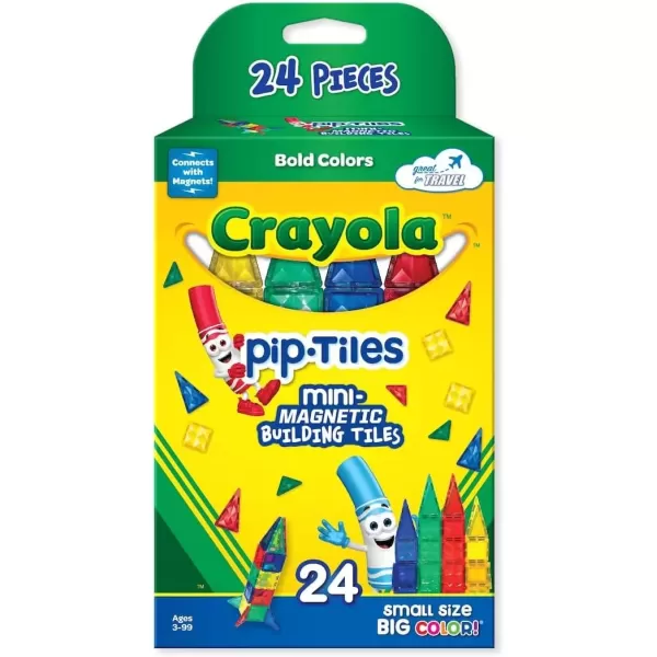 imageCreateOn Crayola Mini Magnetic PIPTiles Building Set for Kids Magnetic Building Toys for Kids STEM Travel Toys for Boys and Girls Ages 3 24Piece Set BoldBold