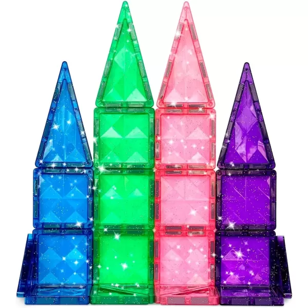imageCreateOn Crayola Mini Magnetic PIPTiles Building Set for Kids Magnetic Building Toys for Kids STEM Travel Toys for Boys and Girls Ages 3 24Piece Set BoldGlitter