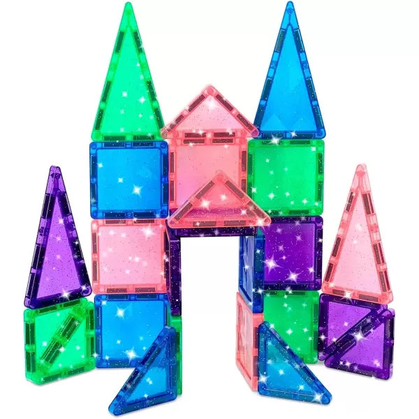 imageCreateOn Crayola Mini Magnetic PIPTiles Building Set for Kids Magnetic Building Toys for Kids STEM Travel Toys for Boys and Girls Ages 3 24Piece Set BoldGlitter