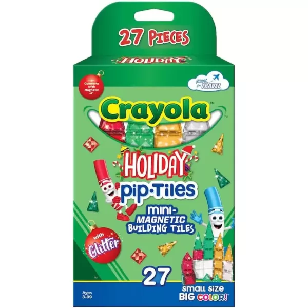 imageCreateOn Crayola Mini Magnetic PIPTiles Building Set for Kids Magnetic Building Toys for Kids STEM Travel Toys for Boys and Girls Ages 3 24Piece Set BoldHoliday Colors