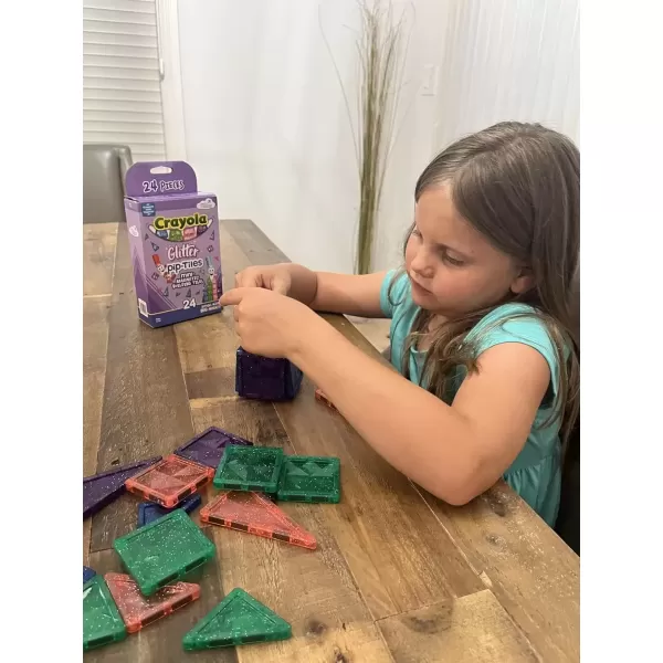 imageCreateOn Crayola Mini Magnetic PIPTiles Building Set for Kids Magnetic Building Toys for Kids STEM Travel Toys for Boys and Girls Ages 3 24Piece Set BoldGlitter