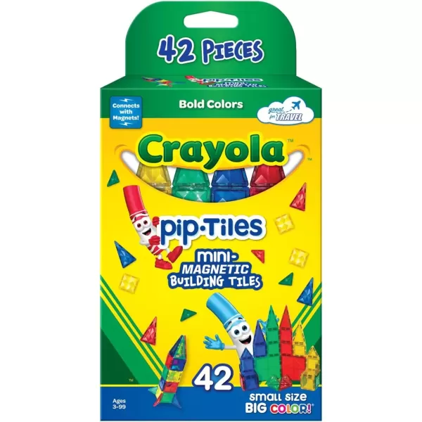 imageCreateOn Crayola Mini Magnetic PIPTiles Building Set for Kids Magnetic Building Toys for Kids STEM Travel Toys for Boys and Girls Ages 3 42Piece Set Bold