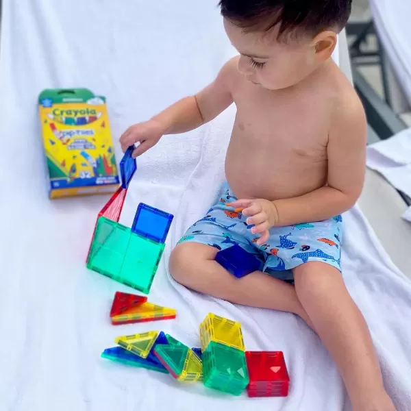imageCreateOn Crayola Mini Magnetic PIPTiles Building Set for Kids Magnetic Building Toys for Kids STEM Travel Toys for Boys and Girls Ages 3 42Piece Set Bold