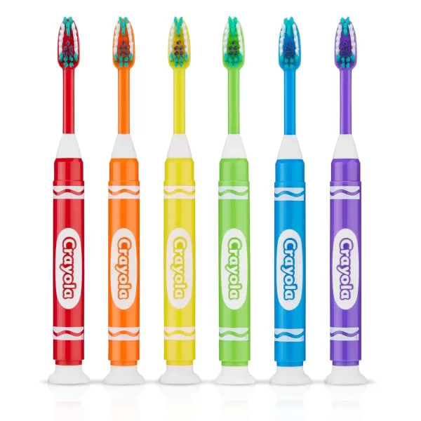 imageGUM Crayola Marker Childrens Toothbrush Soft Bristled Kids Toothbrush Set Age 3 Suction Cup Base 3 CountAge 3  Suction Cup Base