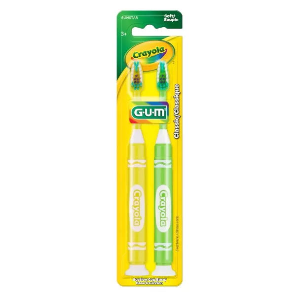 imageGUM Crayola Marker Childrens Toothbrush Soft Bristled Kids Toothbrush Set Age 3 Suction Cup Base 3 CountAge 5  Suction Cup Base