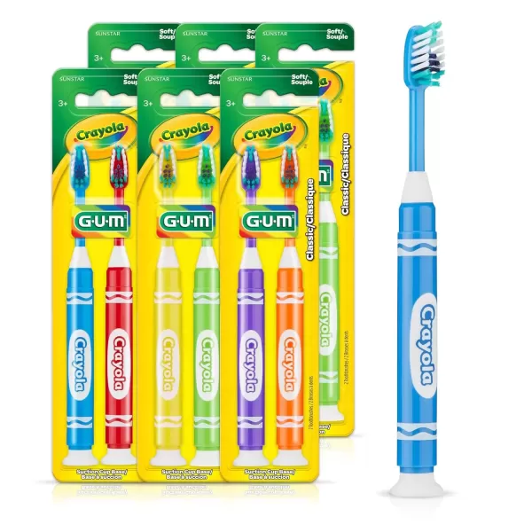 imageGUM Crayola Marker Childrens Toothbrush Soft Bristled Kids Toothbrush Set Age 3 Suction Cup Base 3 CountAge 5  Suction Cup Base