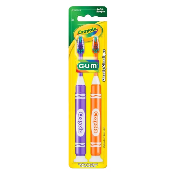 imageGUM Crayola Marker Childrens Toothbrush Soft Bristled Kids Toothbrush Set Age 3 Suction Cup Base 3 CountAge 5  Suction Cup Base