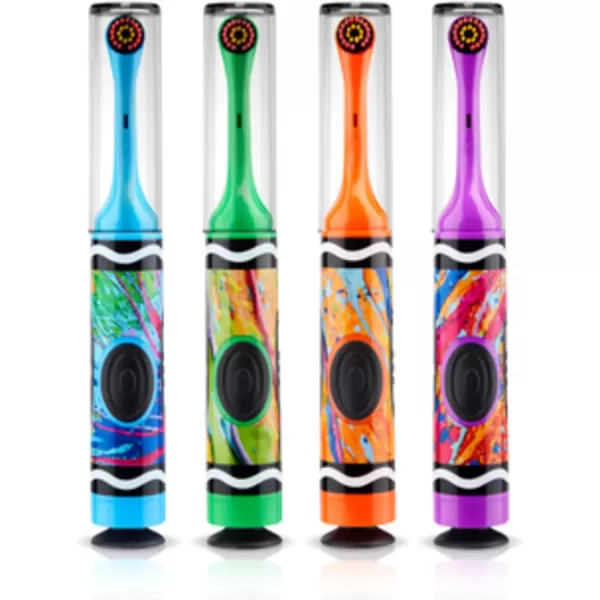 imageGUM Crayola Power Toothbrush for Kids Extra Soft Bristled Toddler Toothbrushes Travel Cap  Suction Cup Base Batteries Included 1ct