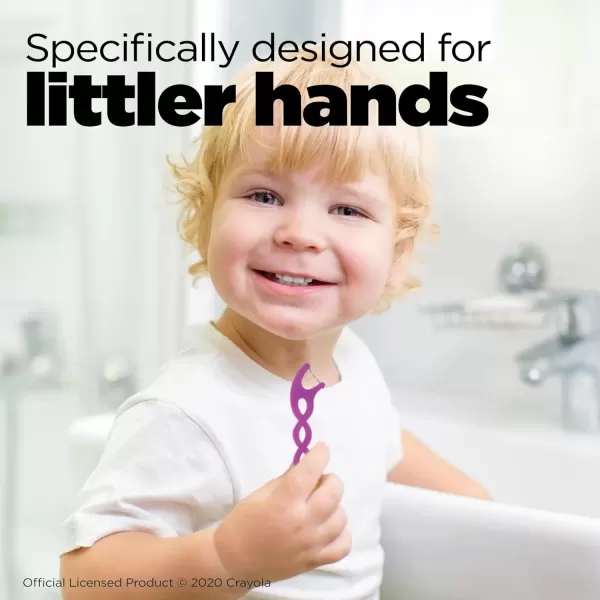 imageGUM Crayola Twistables Kids Flossers with Fluoride  Designed for Little Hands  Three Fun Fruit Flavors  Easy to Use Kids Floss Picks for Children Ages 3 75 ct300 ct