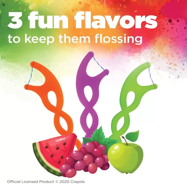 imageGUM Crayola Twistables Kids Flossers with Fluoride  Designed for Little Hands  Three Fun Fruit Flavors  Easy to Use Kids Floss Picks for Children Ages 3 75 ct75 ct