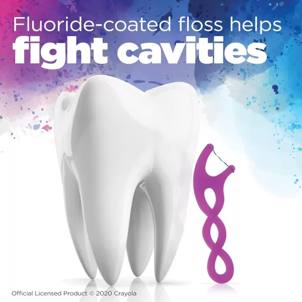 imageGUM Crayola Twistables Kids Flossers with Fluoride  Designed for Little Hands  Three Fun Fruit Flavors  Easy to Use Kids Floss Picks for Children Ages 3 75 ct75 ct