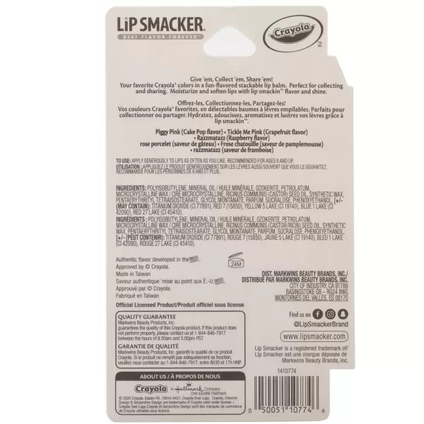 imageLip Smacker Crayola Crayon Stackable Flavored Clear Lip Balm Blue  Moisturizing SoothingCrayola Pink Collection