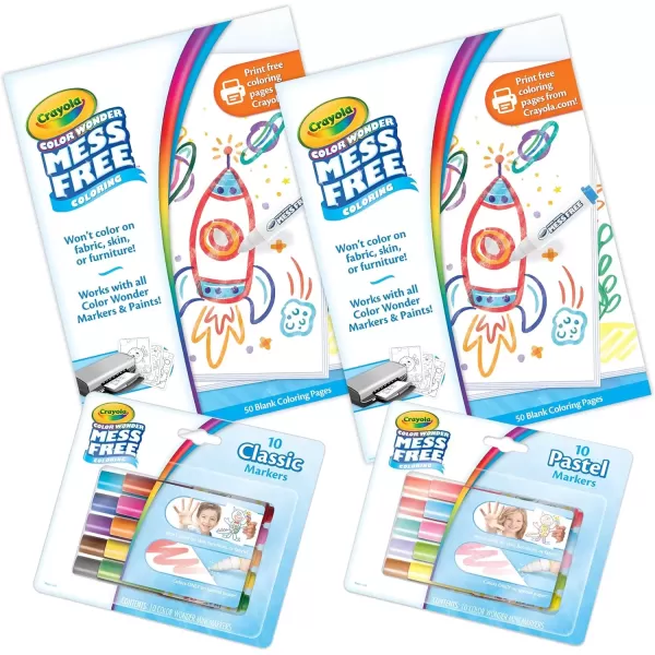 imageCrayola Color Wonder Mess Free Coloring Kit 120ct 100 Coloring Pages 20 Mini Markers Travel Activity Toddler Gift 3Coloring Kit
