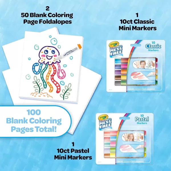 imageCrayola Color Wonder Mess Free Coloring Kit 120ct 100 Coloring Pages 20 Mini Markers Travel Activity Toddler Gift 3Coloring Kit