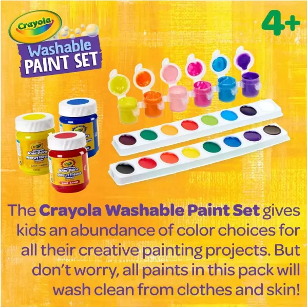 imageCrayola Washable Kids Paint Set 50pcs Includes Watercolor ampamp Washable Paints Painting Paper Paint Sponge Kids Paint Brushes