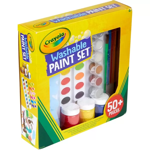 imageCrayola Washable Kids Paint Set 50pcs Includes Watercolor ampamp Washable Paints Painting Paper Paint Sponge Kids Paint Brushes