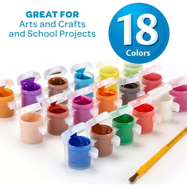 imageCrayola Washable Kids Paint Set ampamp Paintbrush Painting Supplies 18 Count