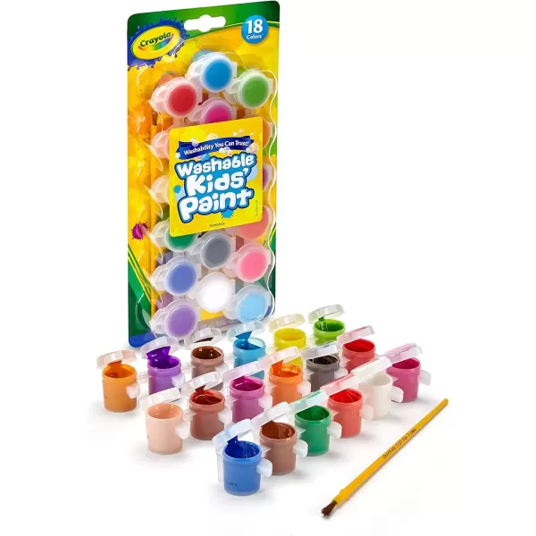 imageCrayola Washable Kids Paint Set ampamp Paintbrush Painting Supplies 18 Count