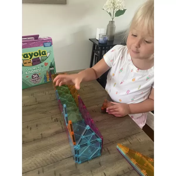 imageCreateOn Crayola Colors of Kindness Magnetic Tiles Building Set for Kids Magnetic Building Toys for Kids STEM Toys for Boys and Girls Ages 3 and Up 36Piece Set