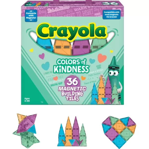imageCreateOn Crayola Colors of Kindness Magnetic Tiles Building Set for Kids Magnetic Building Toys for Kids STEM Toys for Boys and Girls Ages 3 and Up 36Piece Set
