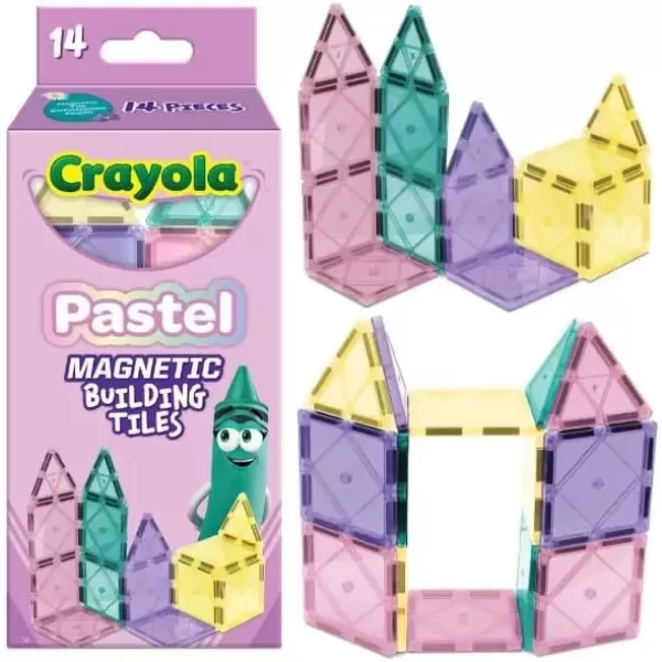 imageCreateOn Crayola Magnetic Tiles Building Set for Kids Magnetic Toys for Kids Travel Toys Classroom Sensory Toy Blocks STEM ampamp Montessori Tools for Boys ampamp Girls Ages 3 14Piece Set GlitterPastel