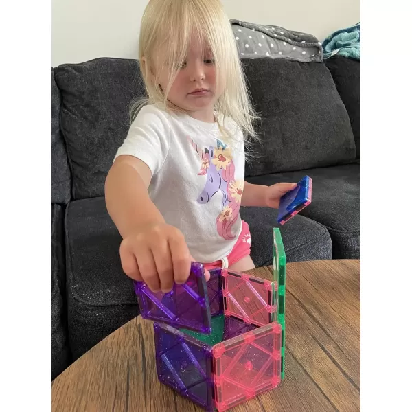 imageCreateOn Crayola Magnetic Tiles Building Set for Kids Magnetic Toys for Kids Travel Toys Classroom Sensory Toy Blocks STEM ampamp Montessori Tools for Boys ampamp Girls Ages 3 14Piece Set GlitterGlitter