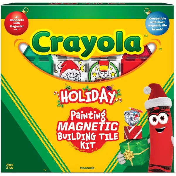imageCreateOn Crayola PaintOn Holiday Magnetic Tiles Magnetic Kids Building Toys STEM Learning Travel Toys for Boys and Girls 18Piece Set