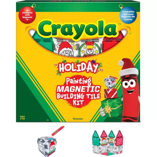 imageCreateOn Crayola PaintOn Holiday Magnetic Tiles Magnetic Kids Building Toys STEM Learning Travel Toys for Boys and Girls 18Piece Set