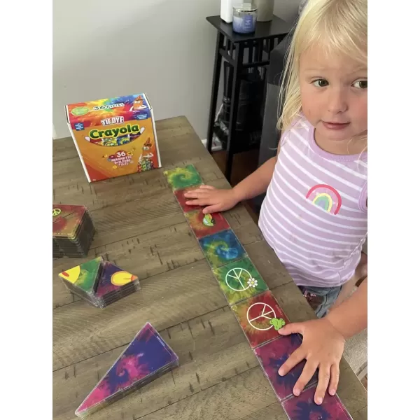 imageCreateOn Crayola TieDye Magnetic Tiles Building Set for Kids Magnetic Tiles Magnetic Building Toys for Kids STEM Learning Toys for Boys and Girls Ages 3 and Up 36Piece Set TieDye