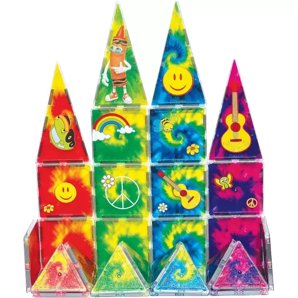 imageCreateOn Crayola TieDye Magnetic Tiles Building Set for Kids Magnetic Tiles Magnetic Building Toys for Kids STEM Learning Toys for Boys and Girls Ages 3 and Up 36Piece Set TieDye