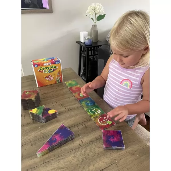 imageCreateOn Crayola TieDye Magnetic Tiles Building Set for Kids Magnetic Tiles Magnetic Building Toys for Kids STEM Learning Toys for Boys and Girls Ages 3 and Up 36Piece Set TieDye