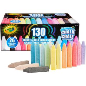 imageCrayola Washable Chalk Collection 130 AntiRoll Chalk Sticks Bulk Sidewalk Chalk Outdoor Chalk for Kids Outdoor Toys for Kids130 count