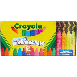 imageCrayola Washable Chalk Collection 130 AntiRoll Chalk Sticks Bulk Sidewalk Chalk Outdoor Chalk for Kids Outdoor Toys for KidsUltimate Collection 64ct