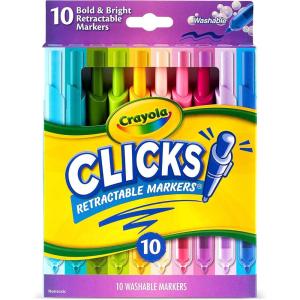 imageCrayola Clicks Retractable Markers 10ct Washable Markers for Kids Click Markers School Supplies for Kids Gifts Ages 5Bright  Bold