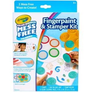 imageCrayola Color Wonder Mess Free Fingerpaint ampamp Stamper Kit Safari Stamps for Kids Color Reveal Ink Toddler Activity Gifts 3Fingerpaint  Stamper Kit