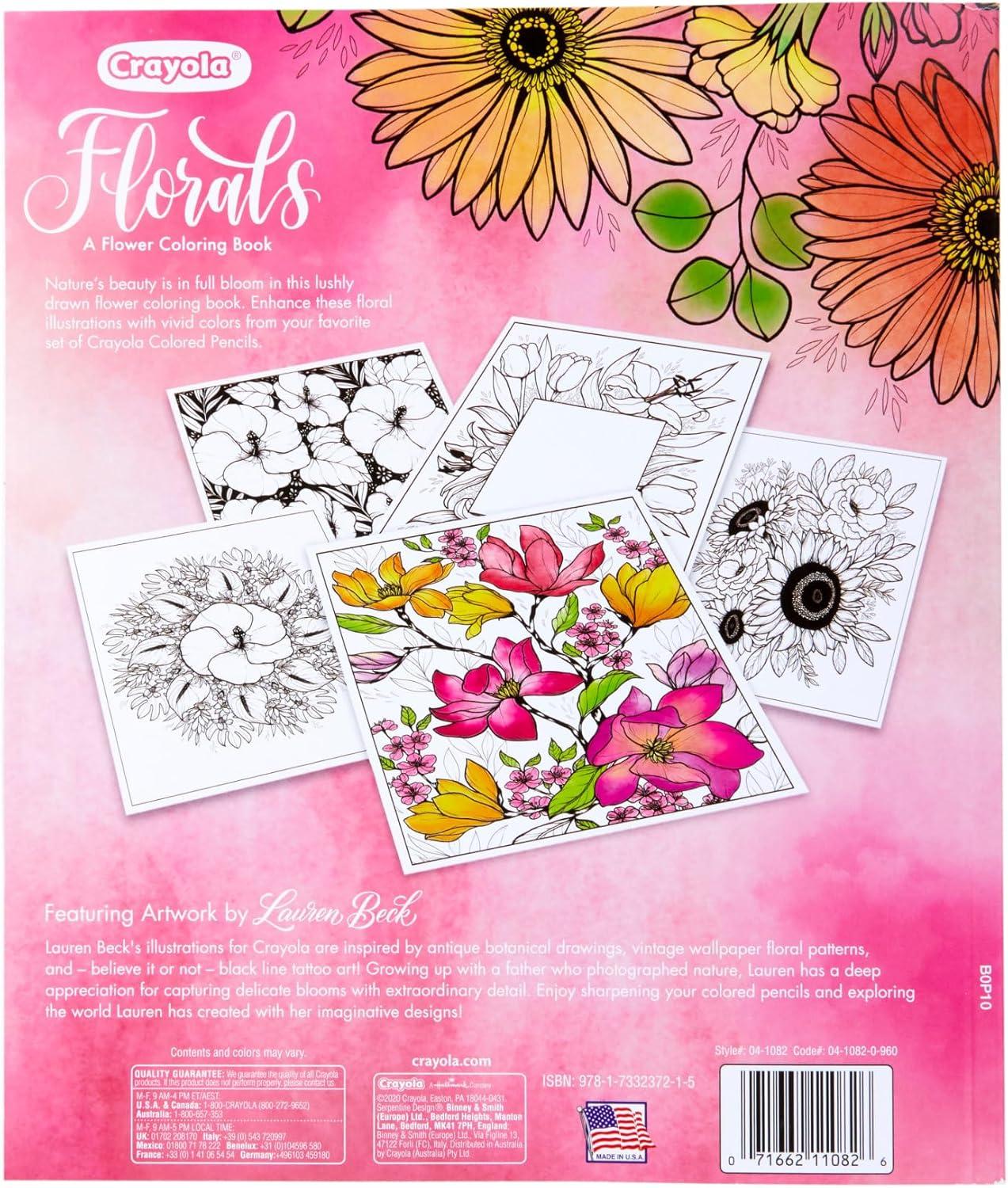 imageCrayola Colors of Kindness Adult Coloring Book 40pgs Adult Coloring Pages Stress Relief Activity Gift for Teens ampamp Adults 9Florals