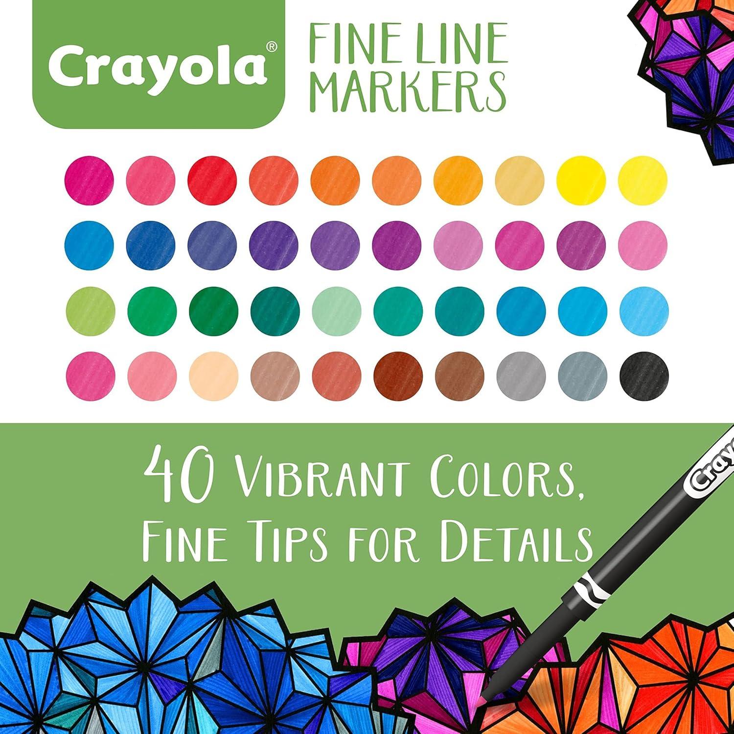 imageCrayola Fine Line Markers For Adults 40 Count Skinny Markers For Adult Coloring Books Thin Markers Gift for Teens Amazon Exclusive