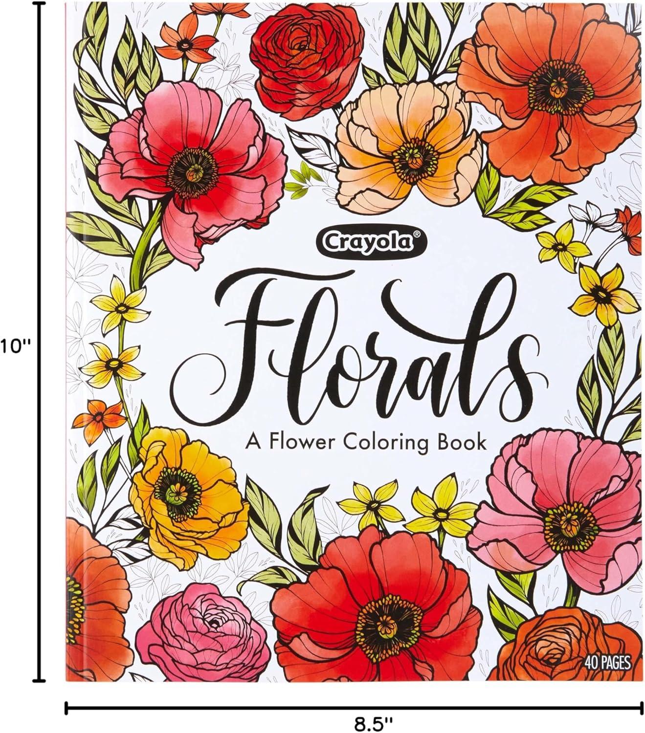 imageCrayola Floral Adult Coloring Book 40pgs Flower Adult Coloring Pages Stress Relief Activity Stocking Stuffer Gift for Teens ampamp Adults 9Florals