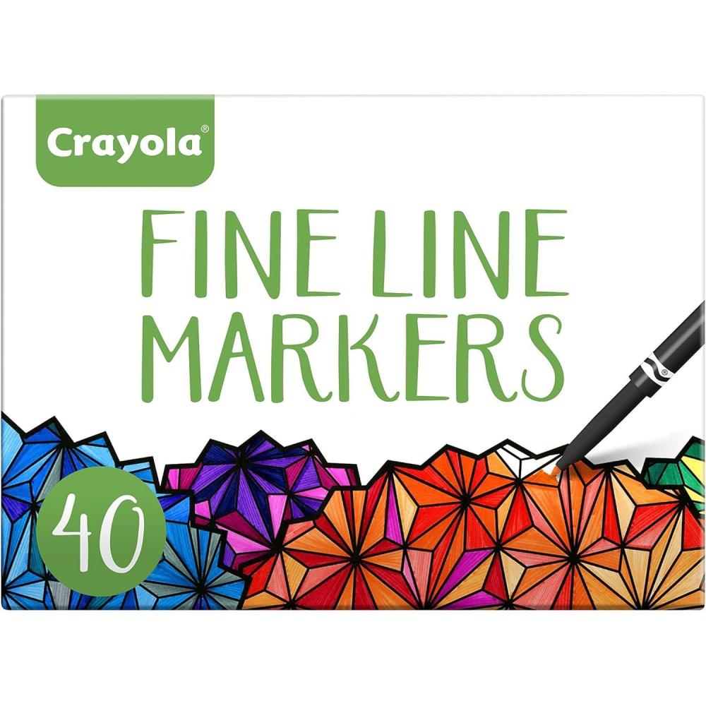 imageCrayola Fine Line Markers For Adults 40 Count Skinny Markers For Adult Coloring Books Thin Markers Gift for Teens Amazon Exclusive