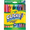 imageCrayola Clicks Retractable Tip Markers 10ct Washable Art Marker Set Coloring Markers for Kids Stocking Stuffer for Kids 31 Count Pack of 1