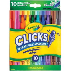 imageCrayola Clicks Retractable Tip Markers 10ct Washable Art Marker Set Coloring Markers for Kids Stocking Stuffer for Kids 31 Count Pack of 1