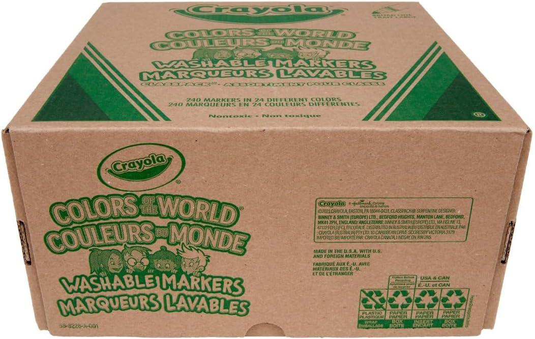 imageCrayola Colors Of The World Classpack 240 Ct Bulk Skin Tone Washable Markers School Supplies For Teachers Individual Marker Boxes