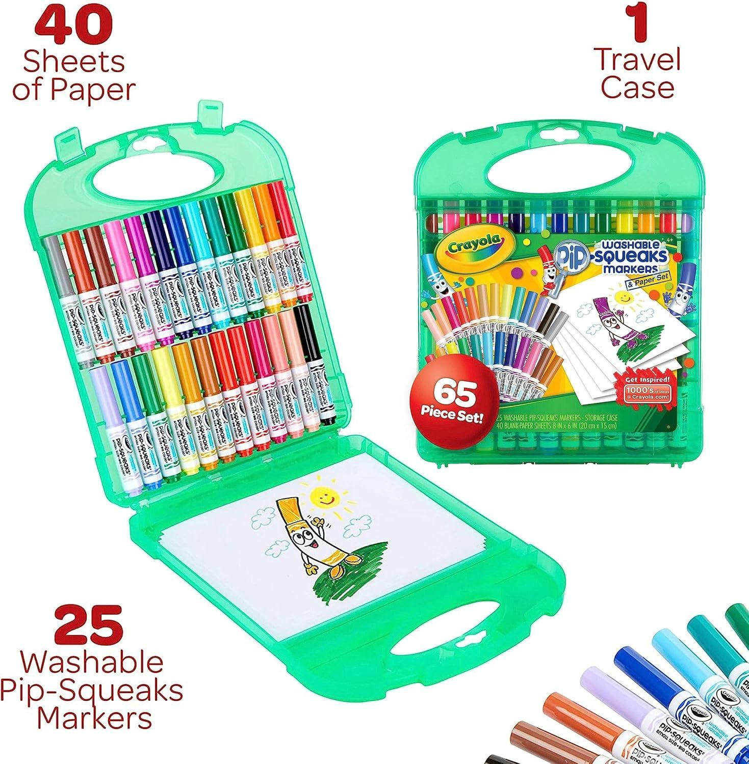 imageCrayola Pip Squeaks Marker Set 65ct Mini Washable Markers for Kids Markers for Coloring Books Kids Travel Activity Holiday Gift 4Pip Squeak Markers