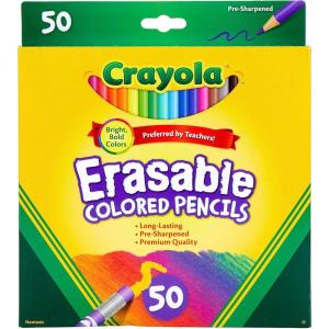 imageCrayola Erasable Colored Pencils 50ct Bulk Colored Pencil Set Pencils for Adult Coloring Books Holiday Gift for Teens 6 Amazon ExclusiveErasable Colored Pencils