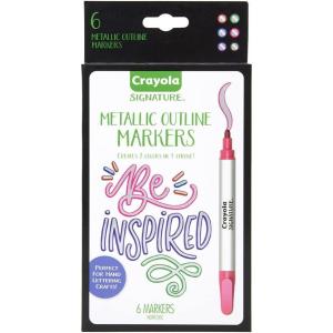 imageCrayola Metallic Outline Paint Markers 6ct Adult Coloring Markers Markers for Calligraphy ampamp Hand Lettering Art Supplies