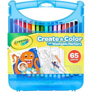 imageCrayola Pip Squeaks Marker Set 65ct Mini Washable Markers for Kids Markers for Coloring Books Kids Travel Activity Holiday Gift 4Super Tips Markers