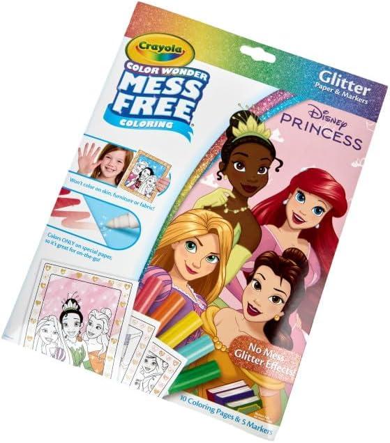 image:imageCrayola Color Wonder Disney Princess Glitter Coloring Pages amp Mess Free Markers Coloring Set Gift for Toddlers 3 amp Up