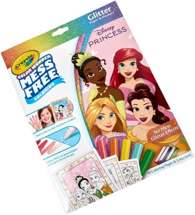 image:imageCrayola Color Wonder Disney Princess Glitter Coloring Pages amp Mess Free Markers Coloring Set Gift for Toddlers 3 amp Up