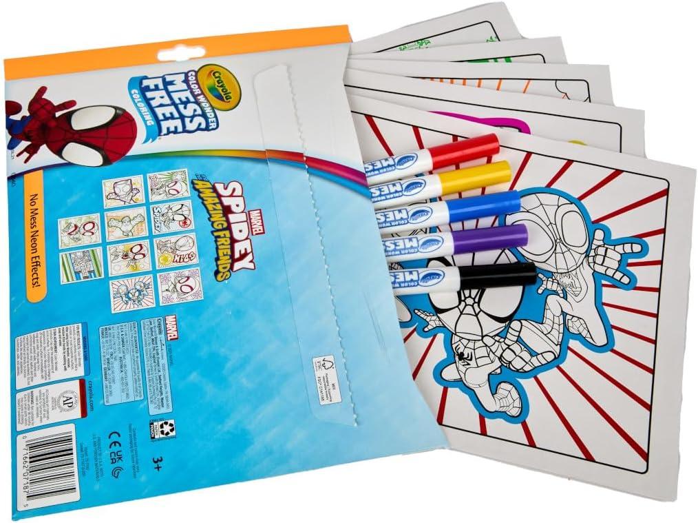 image:imageCrayola Color Wonder Spidey and His Amazing Friends Coloring Kit Neon Art Supplies Mess Free Coloring Set for Toddlers Spiderman Gift for Kids Ages 3Neon Box Set